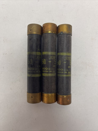 CEFCO OT50/600 ONE TIME FUSE 600V 50AMP (LOT OF 3)