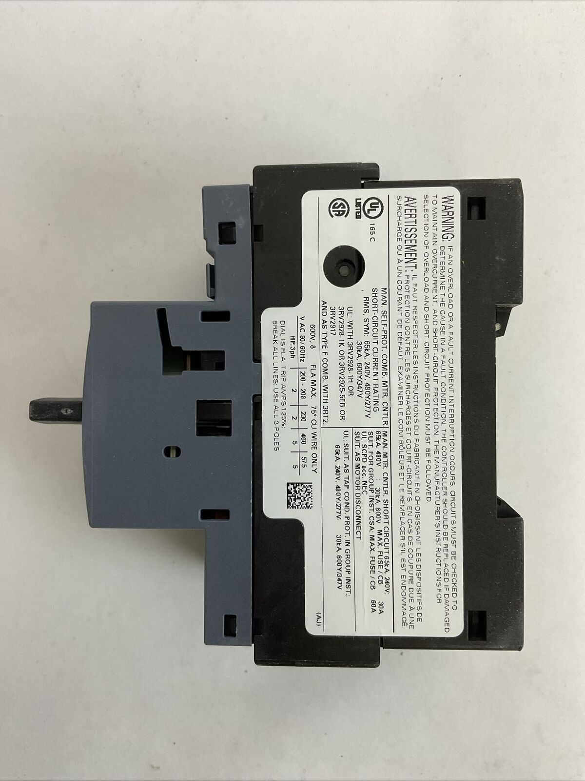 SIEMENS 3RV2021-1HA10 CIRCUIT BREAKER 5,5-8A