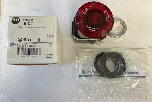 ALLEN BRADLEY 800T-FXJEPH16RA1 PUSH/PULL BUTTON E-STOP SER.U 120V 50/60HZ