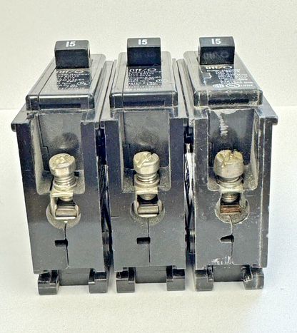 CUTLER-HAMMER **LOT OF 3** - BR115 - CIRCUIT BREAKERS  - 15A, 1  POLE, 240 VAC