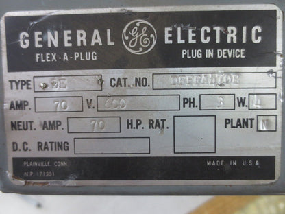 GENERAL ELECTRIC DFPFA47DE BUS PLUG / CIRCUIT BREAKER 70A, 600VAC, 3P,4W