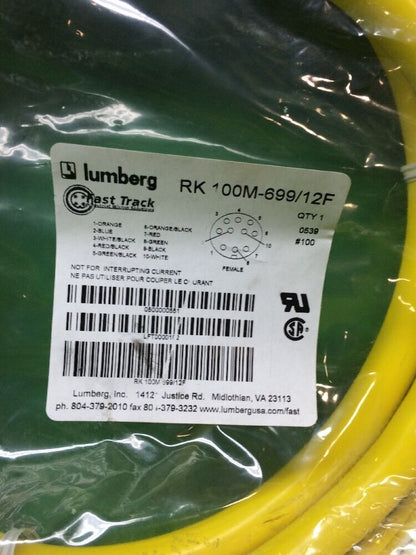 NEW LUMBERG RK 100M-699/12F CORDSET 100M699/12F,