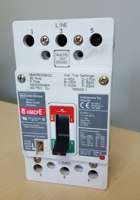 EATON Cutler Hammer HMCPE 3 pole 30 amp 480v HMCPE030H1C Motor Circuit Protector