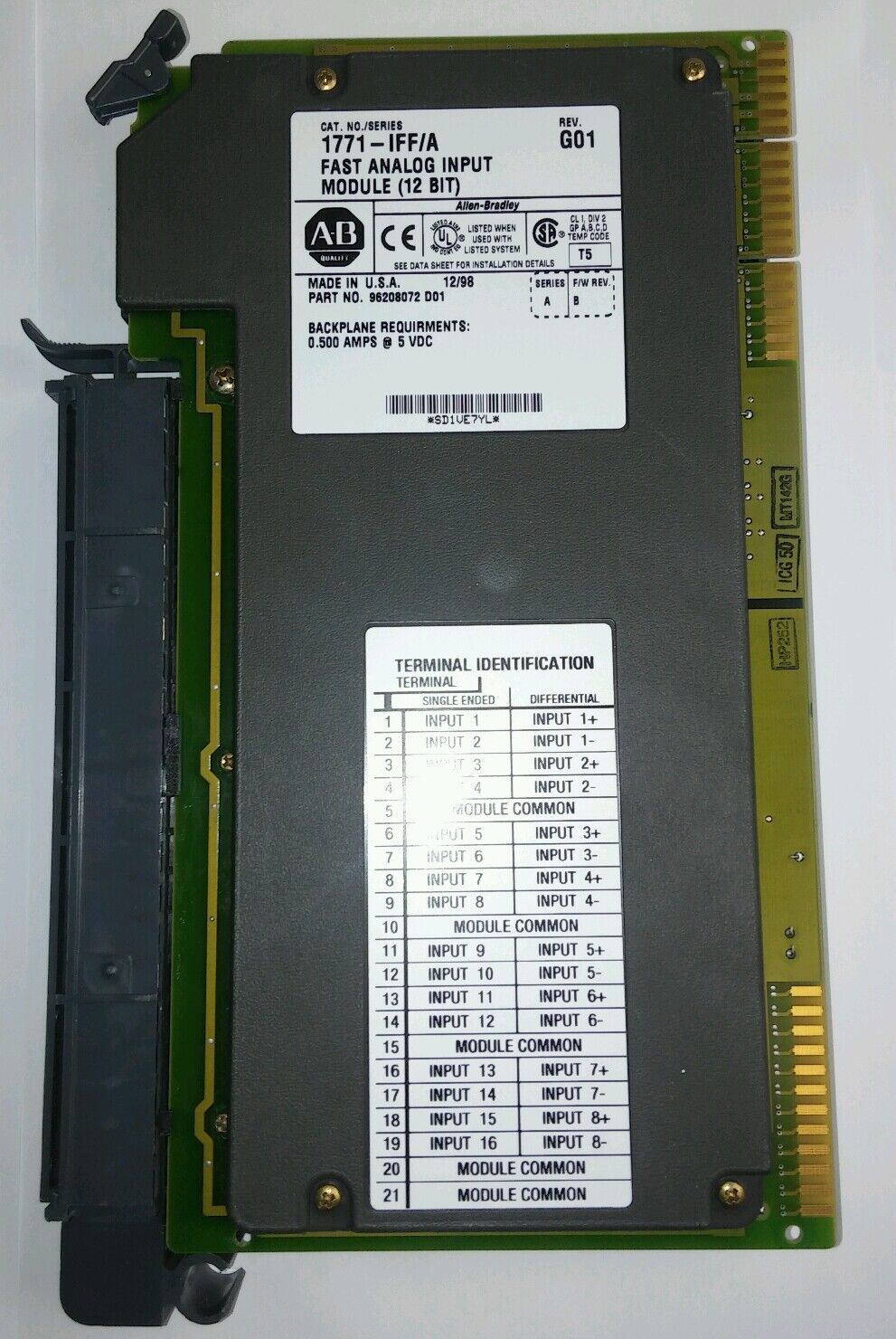 ALLEN BRADLEY 1771-IFF/A FAST ANALOG INPUT MODULE (12 BIT) REV. G01