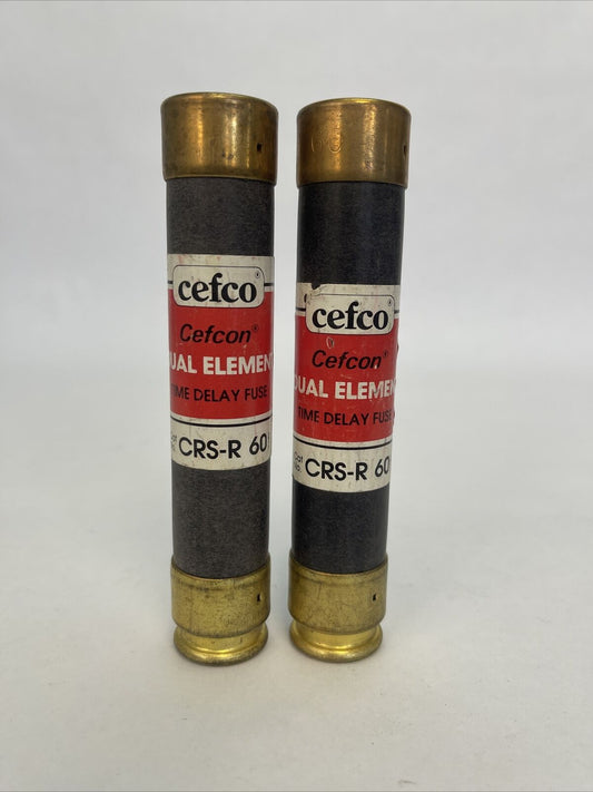 CEFCO CRS-R60 DUAL ELEMENT TIME DELAY CLASS RK5 60AMP 600VAC FUSE (LOT OF 2)
