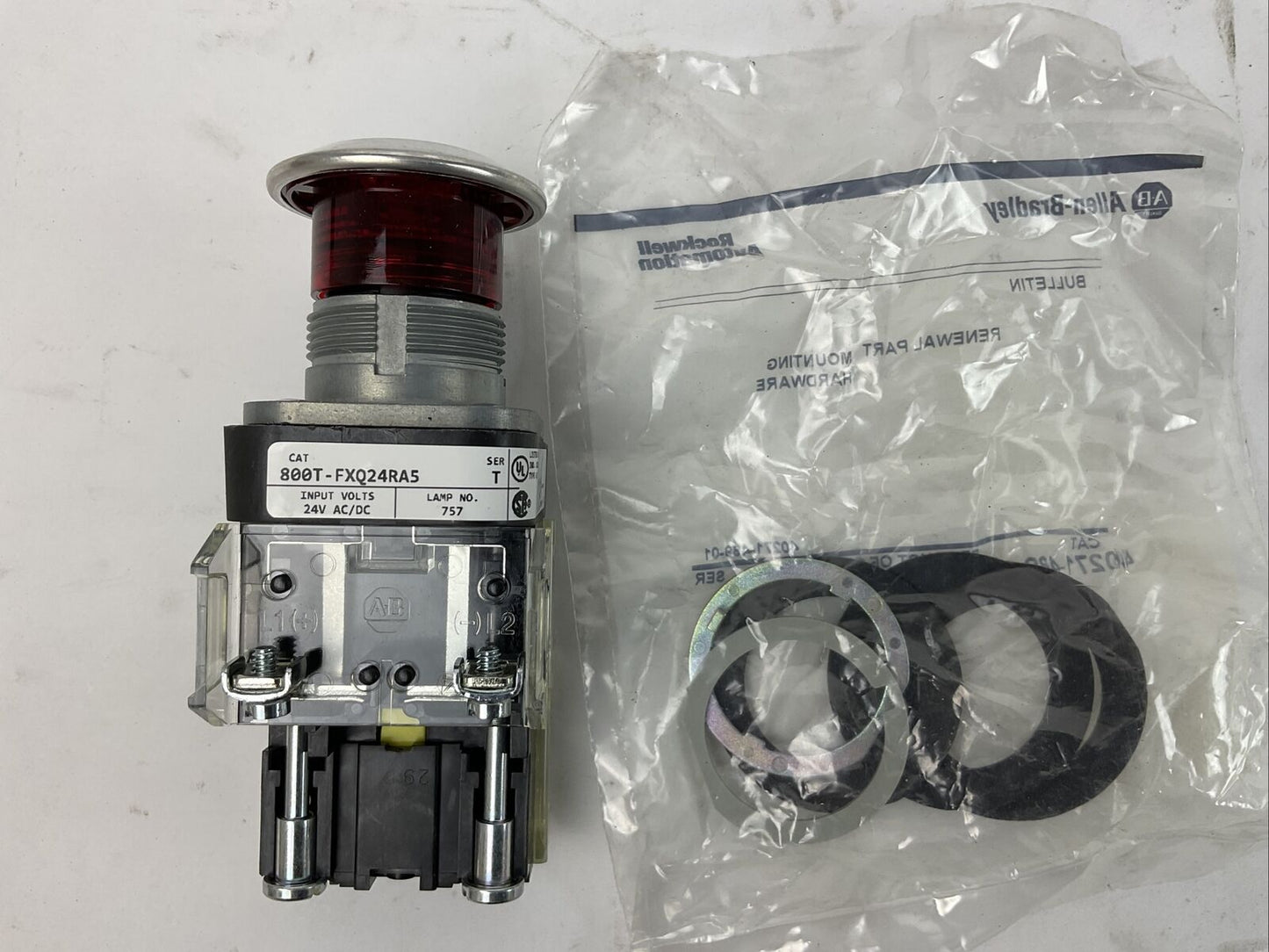 ALLEN BRADLEY 800T-FXQ24RA5 SER T 2-POS PUSH-PULL 24V RED ILLUMINATED TYPE 4,13