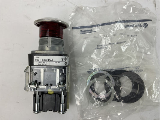 ALLEN BRADLEY 800T-FXQ24RA5 SER T 2-POS PUSH-PULL 24V RED ILLUMINATED TYPE 4,13