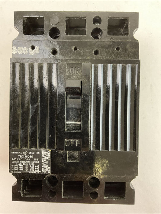 GE TED136030 CIRCUIT BREAKER 3POLE 30AMP 600VAC