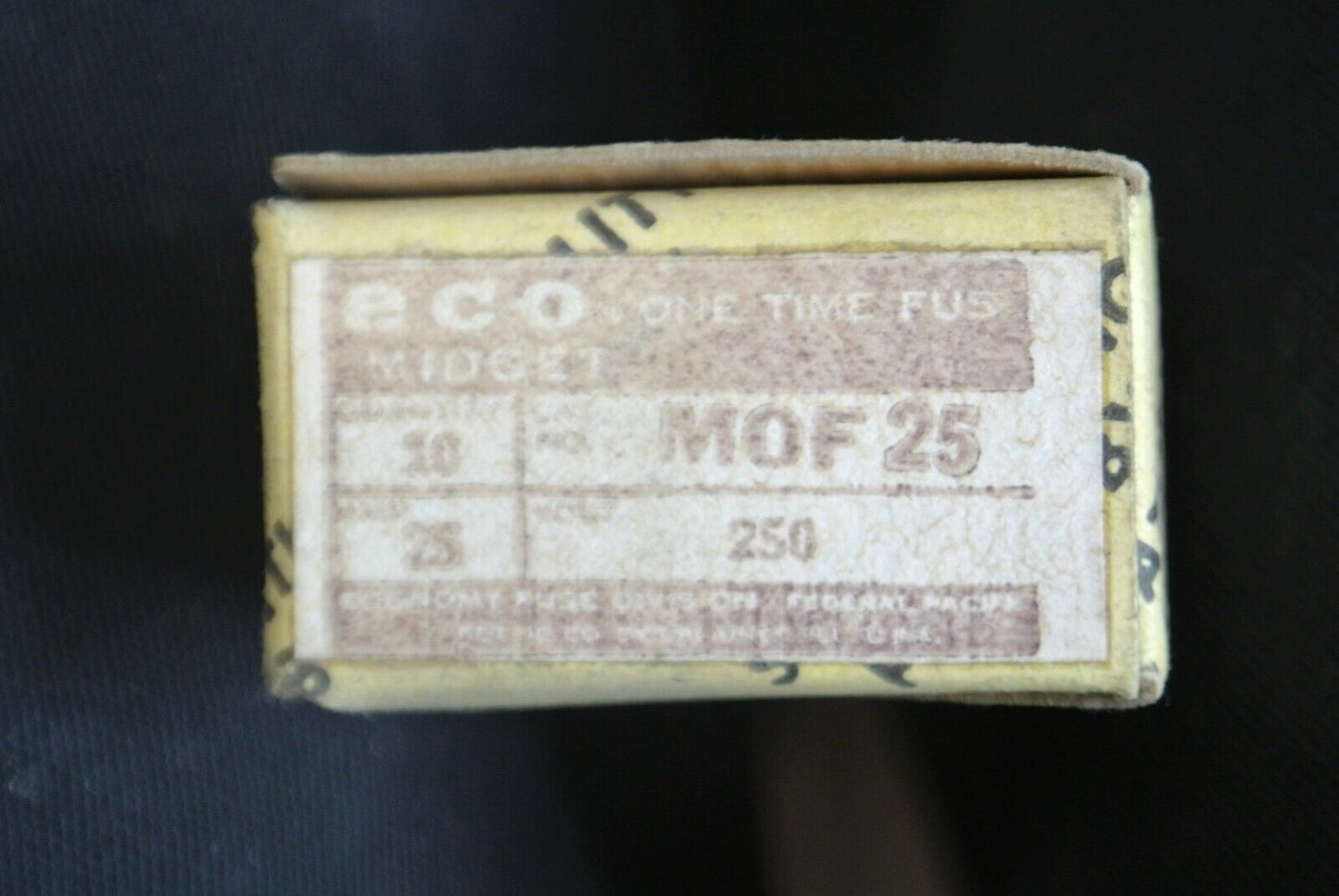 BOX of 10 / ECONOMY / FPE MOF-25 MIDGET ONE-TIME FUSE / 25A / 250V / NEW SURPLUS