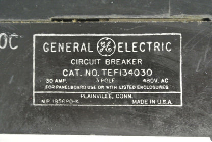 GE TEF134030 CIRCUIT BREAKER - 480VAC, 30A, 3-POLE