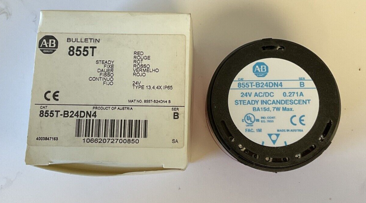 ALLEN BRADLEY 855T-B24DN4 STACK LIGHT 24V RED SER.B 0.27A 7W