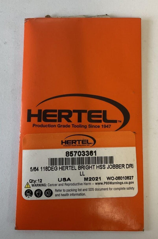 HERTEL 5/64 85703361 118DEG BRITE HIGH SPEED JOBBER DRILL BIT ***PACK OF 12***