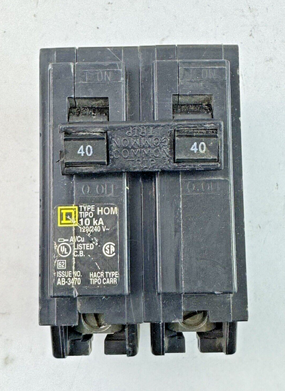 SQUARE D **LOT OF 8** HOM240 - CIRCUIT BREAKERS - 2 POLE/ 40 A/ 240 VAC