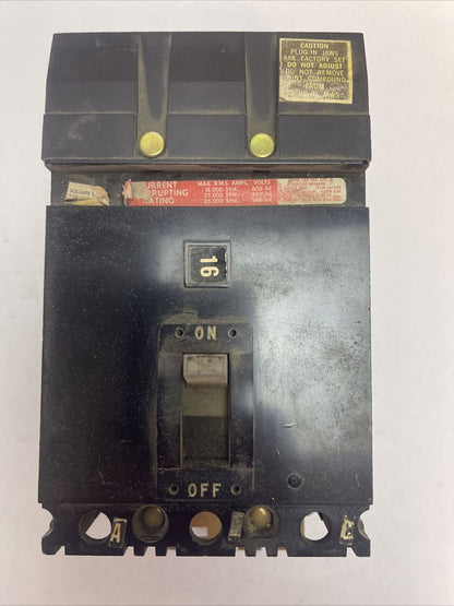 SQUARE D FH36015 CIRCUIT BREAKER 15A 600VAC 125/250VDC 3POLE