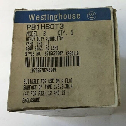 WESTINGHOUSE PB1HBOT3 PUSHBUTTON INDICATOR LIGHT 480V W/O LENS MOD. B HEAVY DUTY