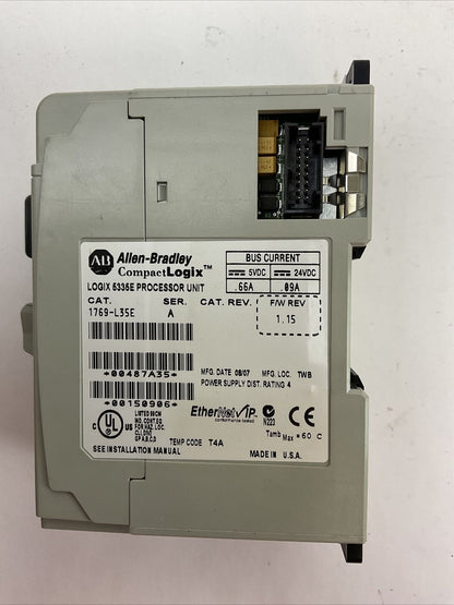 ALLEN BRADLEY 1769-L35E SER A FW REV 1.15 LOGIX 5335E PROCESSOR UNIT