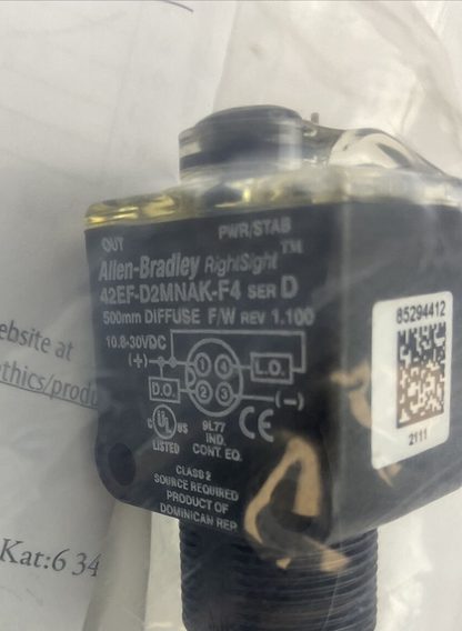 ALLEN BRADLEY 42EF-D2MNAK-F4 DIFFUSE SENSOR 0.5M (1.6FT) 10.8-30VDC REV 1.100