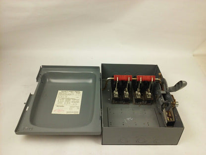 SQ. D HU462EI, SER. A1, H.D. SAFETY SWITCH, 60A, 240/480/600V, 2PH, NON FUSIBILE