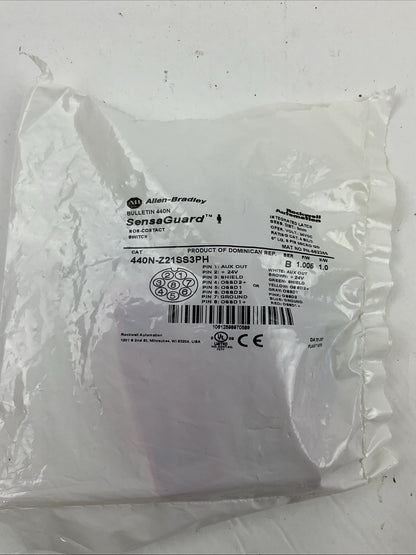 ALLEN BRADLEY 440N-Z21SS3PH SENSAGUARD NON-CONTACT SWITCH SER B F/W 1.005 H/W 1.