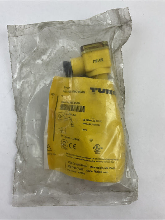 TURCK NI10-P18SK-AZ3X2 55MM INDUCTIVE SENSOR 20-250VAC 10-300VDC