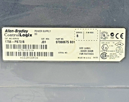 ALLEN-BRADLEY - 1756-PB72/B - CONTROLLOGIX RACK MOUNT POWER SUPPLY