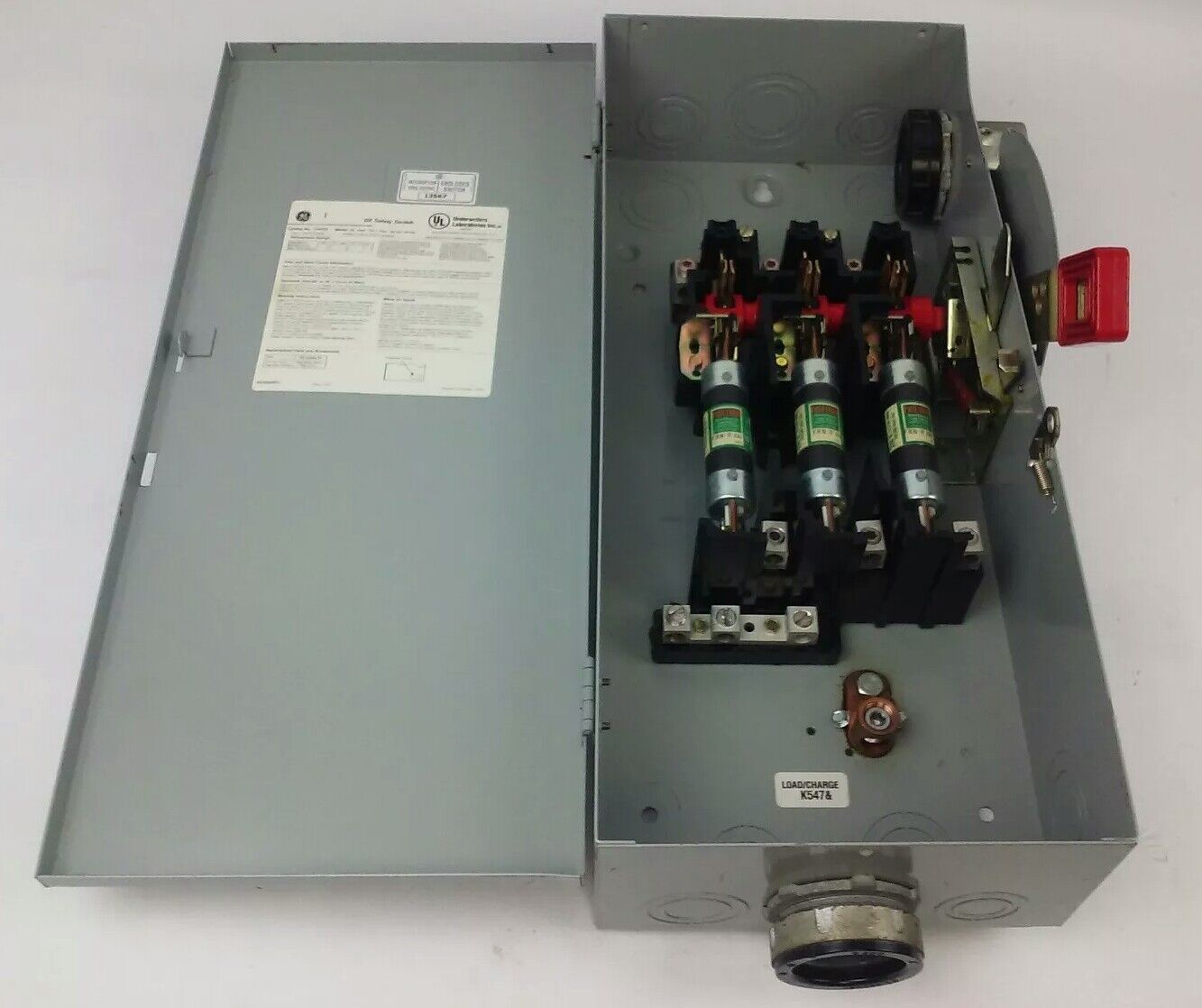 GE TH4323 MODEL 10 HD DISCONNECT SWITCH 100A, 240VAC/250VDC, 3PH, 30HP, FUSIBLE