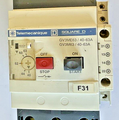 TELEMECANIQUE SQUARE D GV3ME63 40-63A W/ GV3A01