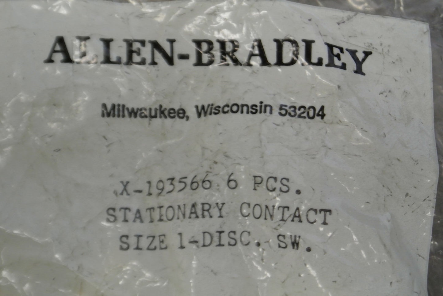 BAG of 6 / ALLEN-BRADLEY X-193566 / STATIONARY CONTACT / SIZE 1 / NEW SURPLUS