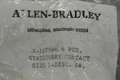 BAG of 6 / ALLEN-BRADLEY X-193566 / STATIONARY CONTACT / SIZE 1 / NEW SURPLUS