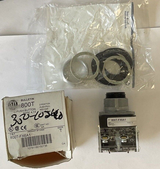 ALLEN BRADLEY 800T-FX6A1 PUSH BUTTON 2 POS. PUSH-PULL SER.T MISSING RED CAP
