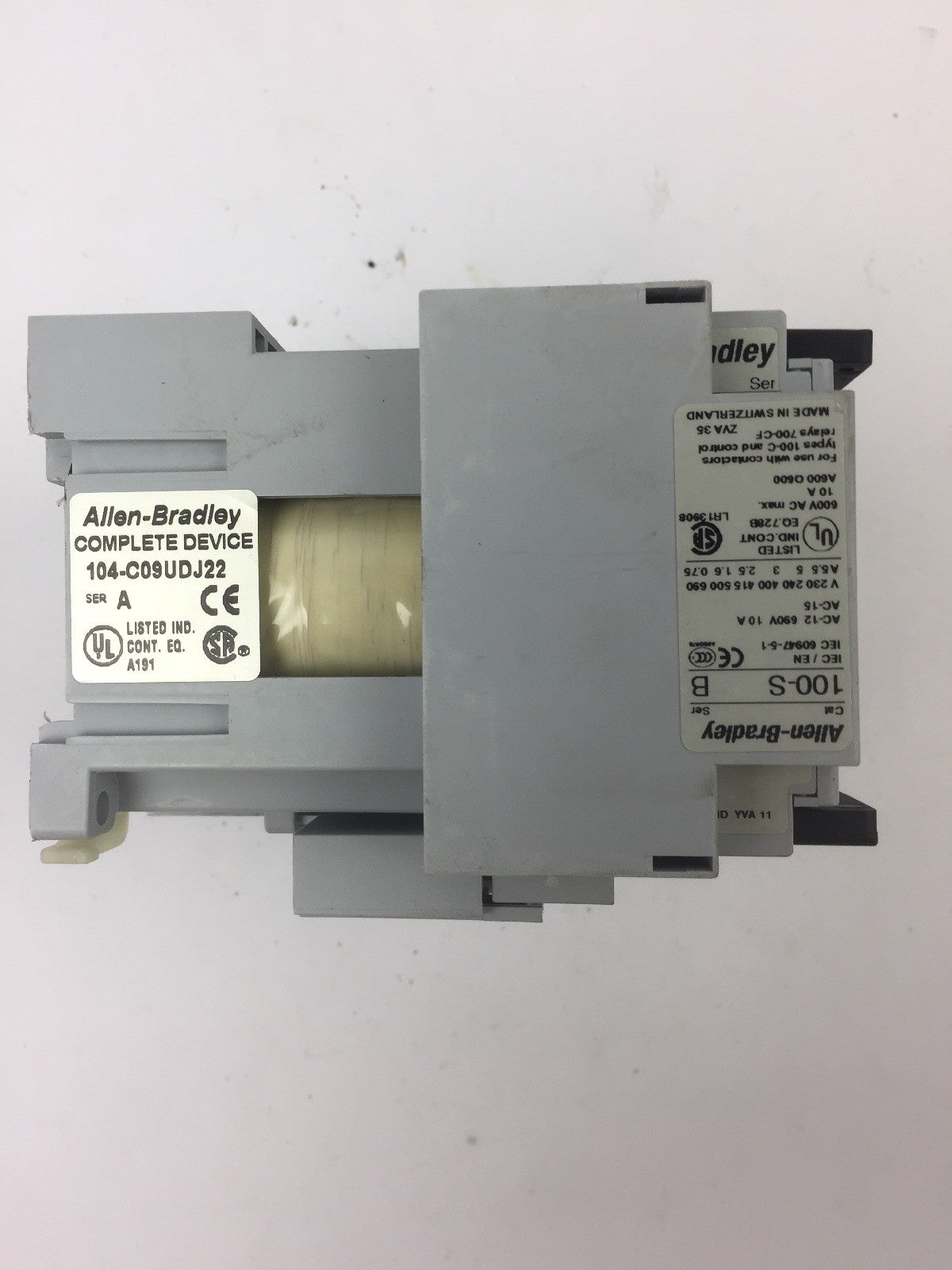 ALLEN BRADLEY 104-C09UDJ22 REVERSING CONTACTOR 2 100-S & 2 100-FSD250 COIL 24VDC