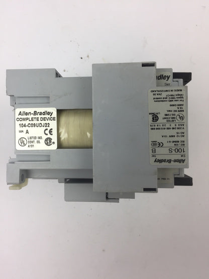 ALLEN BRADLEY 104-C09UDJ22 REVERSING CONTACTOR 2 100-S & 2 100-FSD250 COIL 24VDC