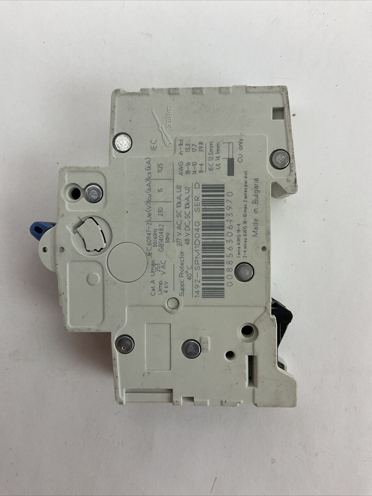 ALLEN BRADLEY 1492-SPM1D040 CIRCUIT BREAKER 277VAC 48VDC SER D 4A