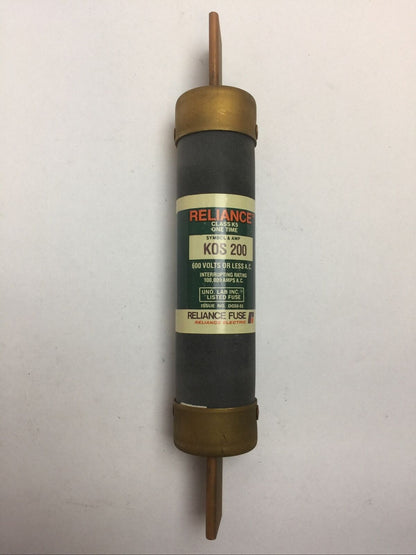 RELIANCE KOS200 CLASS K5 ONE TIME FUSE 200AMP 600VAC