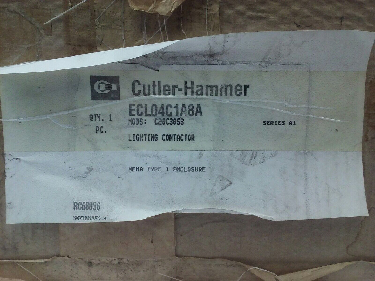 CUTLER HAMMER ECL04C1A8A SERIES A1 LIGHTING CONTACTOR TYPE 1 ENCL A202K1DAM