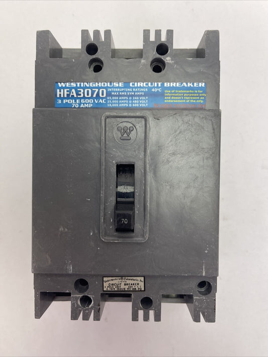 WESTINGHOUSE HFA3070 CIRCUIT BREAKER 70AMP 600VAC 3POLE