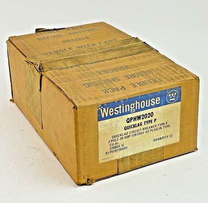 WESTINGHOUSE **BOX OF 12** - QPHW2020 - 20A/2 POLE/240 VAC/QUICKLAG/TYPE P - NEW