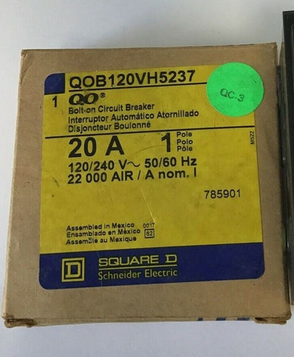 SQUARE D QOB120VH5237 CIRCUIT BREAKER 20A 120/240VAC 50/60HZ