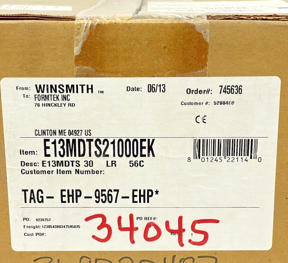 WINSMITH - E13MDTS21000EK - WORM GEAR REDUCER - E13MDTS 30 LR 56C - 30:1 RATIO