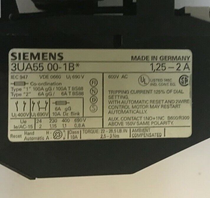 SIEMENS 3TF4422-0A..1 CONT.W/AUX CONTACT 3TY756-1A&3TY75611B W 3UA5500-1B RELAY