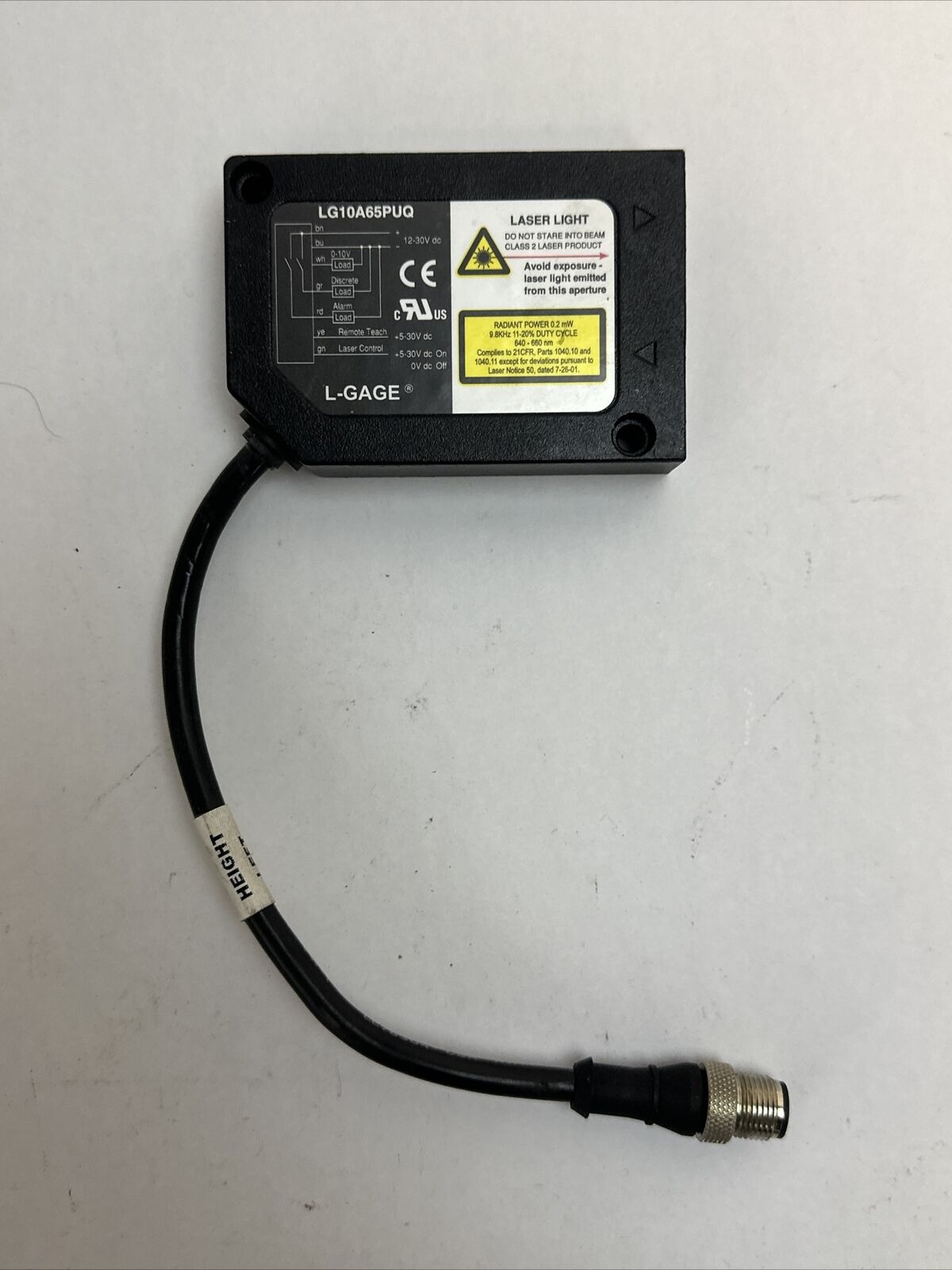 BANNER LG10A65PUQ LASER SENSOR 30VDC