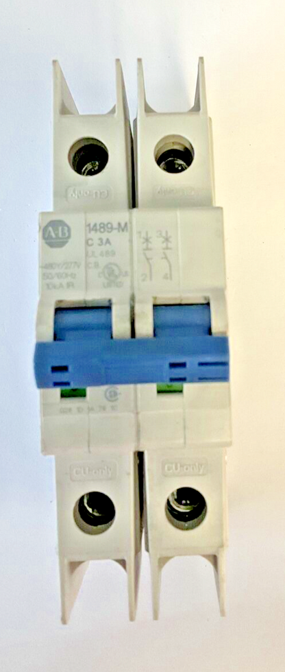ALLEN BRADLEY 1489-M2C030 CIRCUIT BREAKER SER.D 3A 480Y/277V 10KA 50/60HZ 2POLE