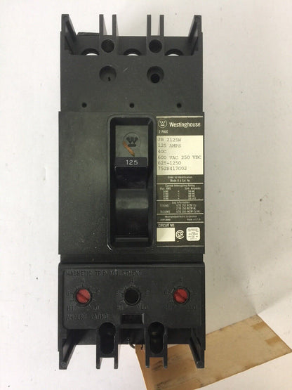 WESTINGHOUSE JB2125W AB DEION CIRCUIT BREAKER 125A 600VAC 250VDC 2 POLE