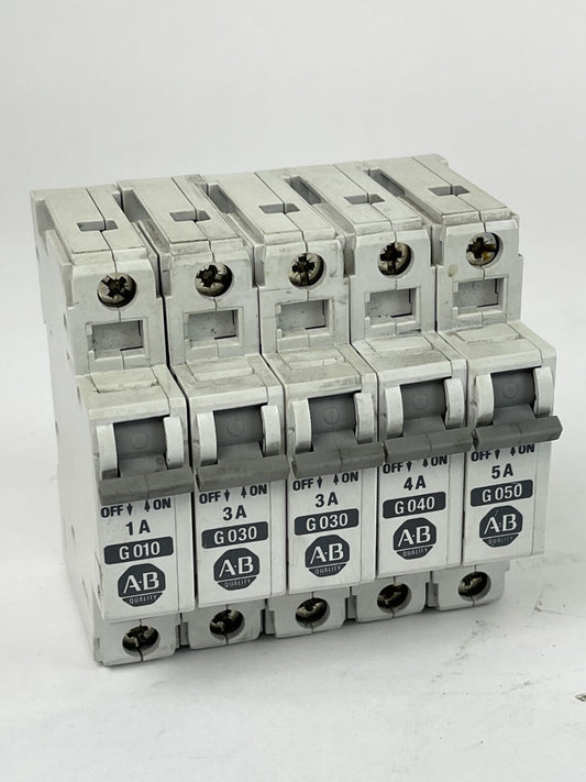 ALLEN BRADLEY - 1492-CB1 *LOT OF 5* -1A, 3A, 3A, 4A, 5A -G 010, G030, G040, G050