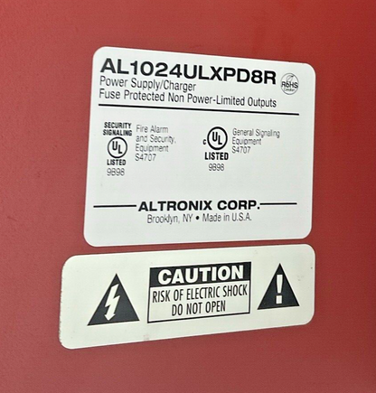 ALTRONIX AL1024ULXPD8R POWER SUPPLY/CHARGER 115VAC 24VDC