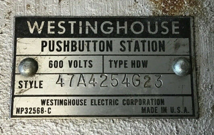 WESTINGHOUSE TYPE HDW PUSHBUTTON STATION 47A4254G23 600VOLTS