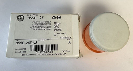 ALLEN BRADLEY 855E-24DN8 STEADY INCANDESCENT SER.A 24V YELLOW
