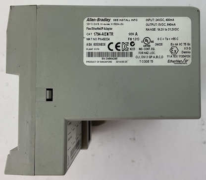 ALLEN BRADLEY 1794-AENTR SER A FW 1.013 FLEX I/O ETHERNER/IP REDUNDANT MEDIA