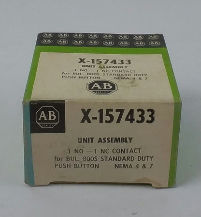 ALLEN-BRADLEY X-157433 PUSH BUTTON UNIT ASSEMBLY, 1 NO, 1 NC CONTACT, NEW