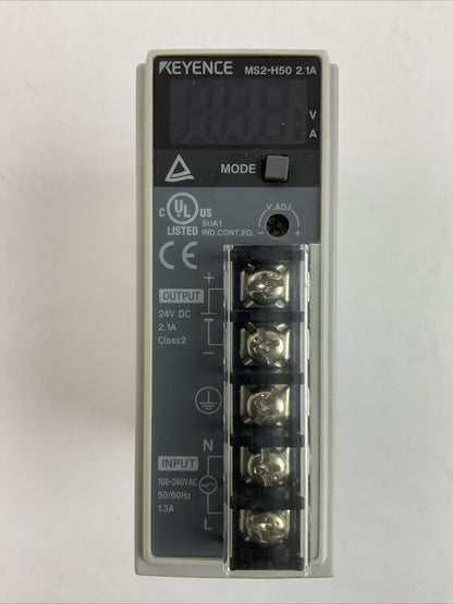 KEYENCE MS2-H50 SWITCHING POWER SUPPLY INPUT 100-240VAC 1.3A OUTPUT 24VDC 2.1A